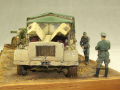 Diorama with plastic models of the German sWS half-track vehicle and sFH 18 heavy howitzer - photo no 8