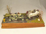Diorama with plastic models of SdKfz 8 armored vehicle and PaK 44 anti-tank gun - photo No. 4 - rear view
