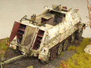 Diorama with plastic models of SdKfz 8 armored vehicle and PaK 44 anti-tank gun - photo No. 8 - close-up