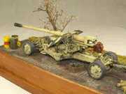 Diorama with plastic models of SdKfz 8 armored vehicle and PaK 44 anti-tank gun - photo No. 11 - close-up