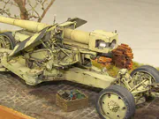 Diorama with plastic models of SdKfz 8 armored vehicle and PaK 44 anti-tank gun - photo No. 15 - close-up