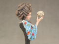 A resin bust of a woman with a skull in her hand entitled Alas - photo no 5