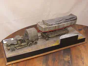 WWII diorama depicting an American M19 truck towing an LCVP landing craft on a special trailer - photo No. 2 - rear view