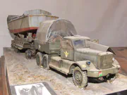 WWII diorama depicting an American M19 truck towing an LCVP landing craft on a special trailer - photo No. 9 - close-up