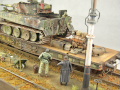 Diorama with a plastic model of the Tiger tank on a railway wagon, a scene from the Second World War - photo no 7