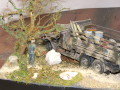 A diorama with a plastic model of the Henschel 33 D1 German army truck towing a mobil crane - WW2 - photo no 8