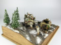 Photos shows Ardennes Offensive 1944 diorama being made in scale 1:35. The diorama includes two plastic models of German vehicles: Grille Ausf. H and Sd.Kfz. 251 Ausf.D - photo No. 8