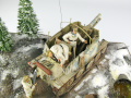 Photos shows Ardennes Offensive 1944 diorama being made in scale 1:35. The diorama includes two plastic models of German vehicles: Grille Ausf. H and Sd.Kfz. 251 Ausf.D - photo No. 10