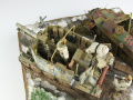 Photos shows Ardennes Offensive 1944 diorama being made in scale 1:35. The diorama includes two plastic models of German vehicles: Grille Ausf. H and Sd.Kfz. 251 Ausf.D - photo No. 11