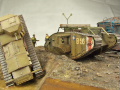 Link to photos of a diorama with plastic models of the Mark V and the Mark A Whippet tanks.