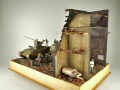 The World War II diorama features two plastic models of armored vehicles made in 1:35 scale. These models are: an anti-aircraft gun placed on the chassis of the Panthera tank and the VK 72.01(K) Löwe tank - photo No. 2