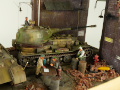 The World War II diorama features two plastic models of armored vehicles made in 1:35 scale. These models are: an anti-aircraft gun placed on the chassis of the Panthera tank and the VK 72.01(K) Löwe tank - photo No. 7