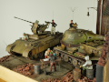 The World War II diorama features two plastic models of armored vehicles made in 1:35 scale. These models are: an anti-aircraft gun placed on the chassis of the Panthera tank and the VK 72.01(K) Löwe tank - photo No. 8