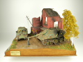 Diorama with plastic models of Sherman Firefly and Jagdpanther showing a scene from World War II invented by the modeller - photo No. 1