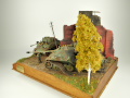 Diorama with plastic models of Sherman Firefly and Jagdpanther showing a scene from World War II invented by the modeller - photo No. 