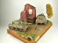 Diorama with plastic models of Sherman Firefly and Jagdpanther showing a scene from World War II invented by the modeller - photo No. 9