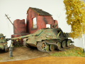 Diorama with plastic models of Sherman Firefly and Jagdpanther showing a scene from World War II invented by the modeller - photo No. 12