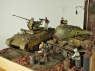 Diorama with a plastic model of the VK 72.01(K) Löwe prototype tank.