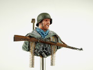 The resin bust of a soldier with a tripod to the MG 42 machine gun.